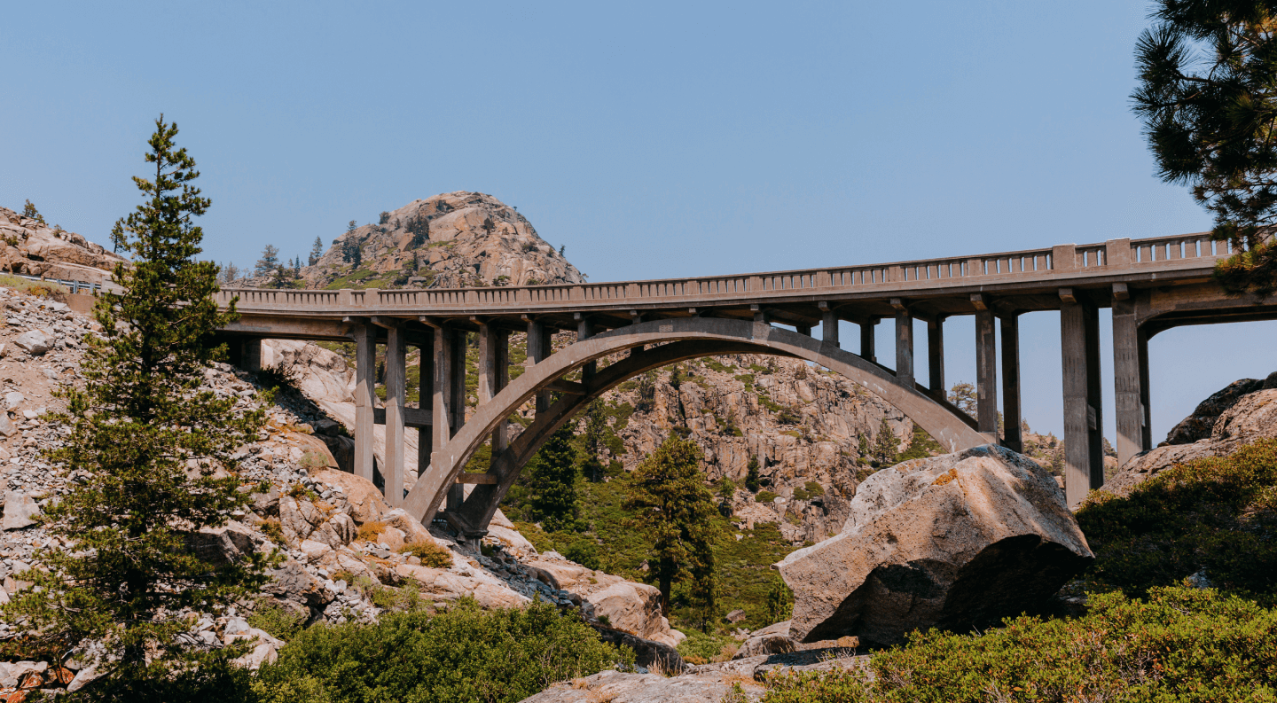 Bridge across mountain valley